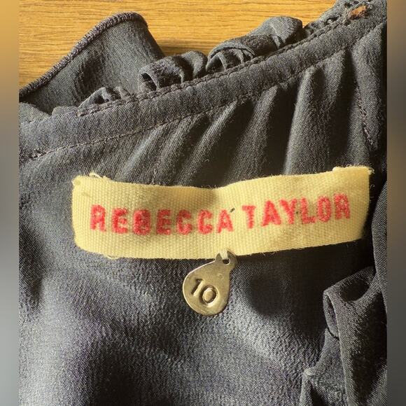 Rebecca Taylor Ruffle 100% Silk Wool Tweed Sheath Dress Blue and Purple Size 10 - Picture 9 of 13